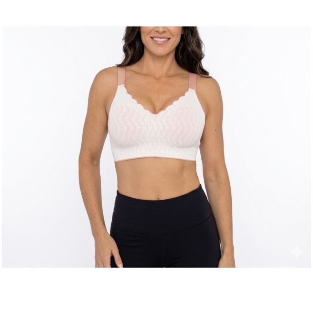 FORLEST Women's Lily White Sharon Scalloped Embossed Lace Up Bra Size 3XL NWT